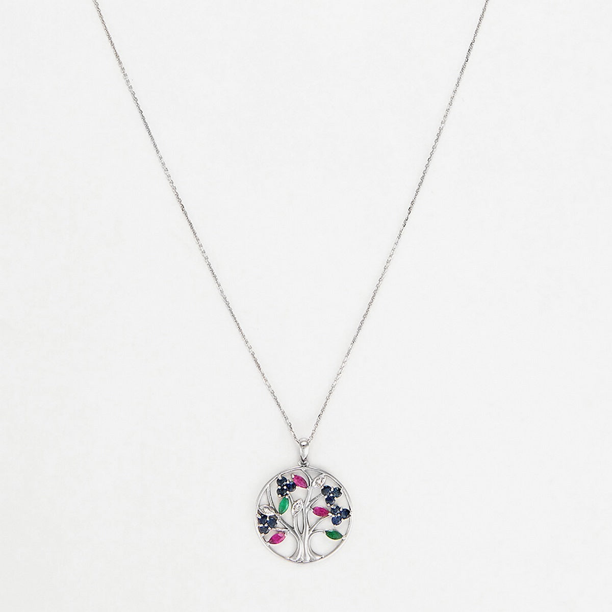 Pendentif "Arbre À Fleurs" D0,02/3 S0,72/12 R0,36/3 E0,16/2 - Or Blanc