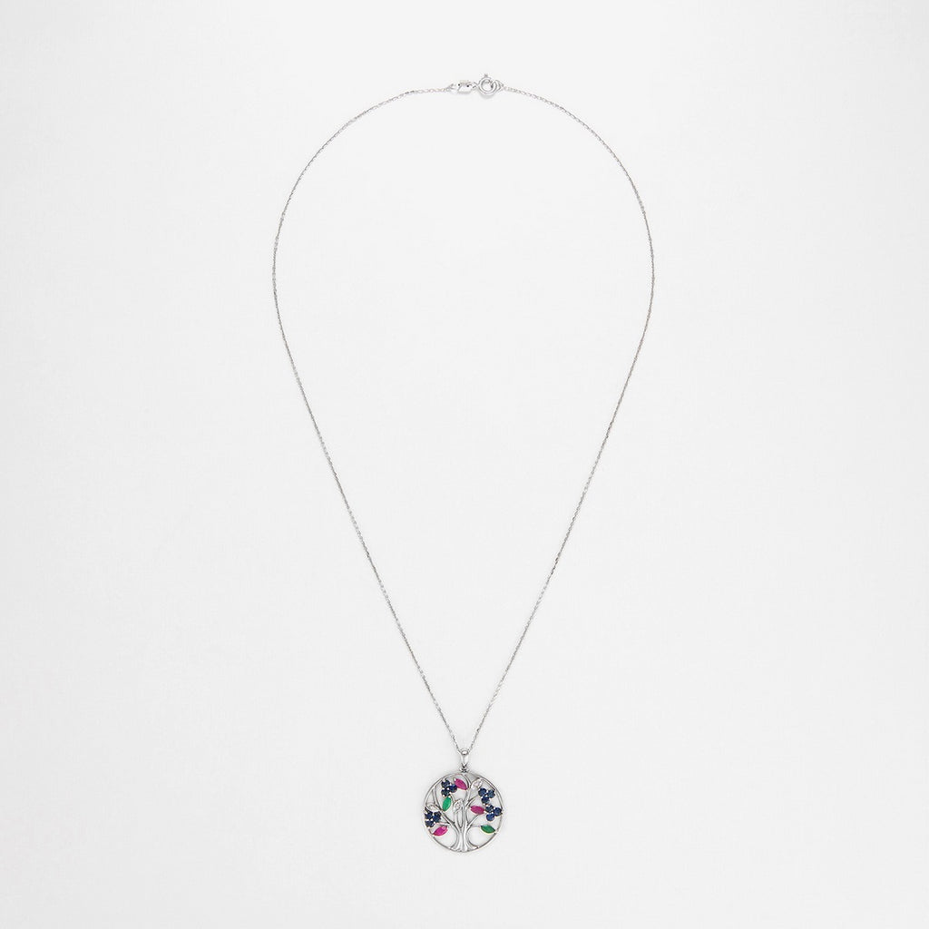 Pendentif "Arbre À Fleurs" D0,02/3 S0,72/12 R0,36/3 E0,16/2 - Or Blanc