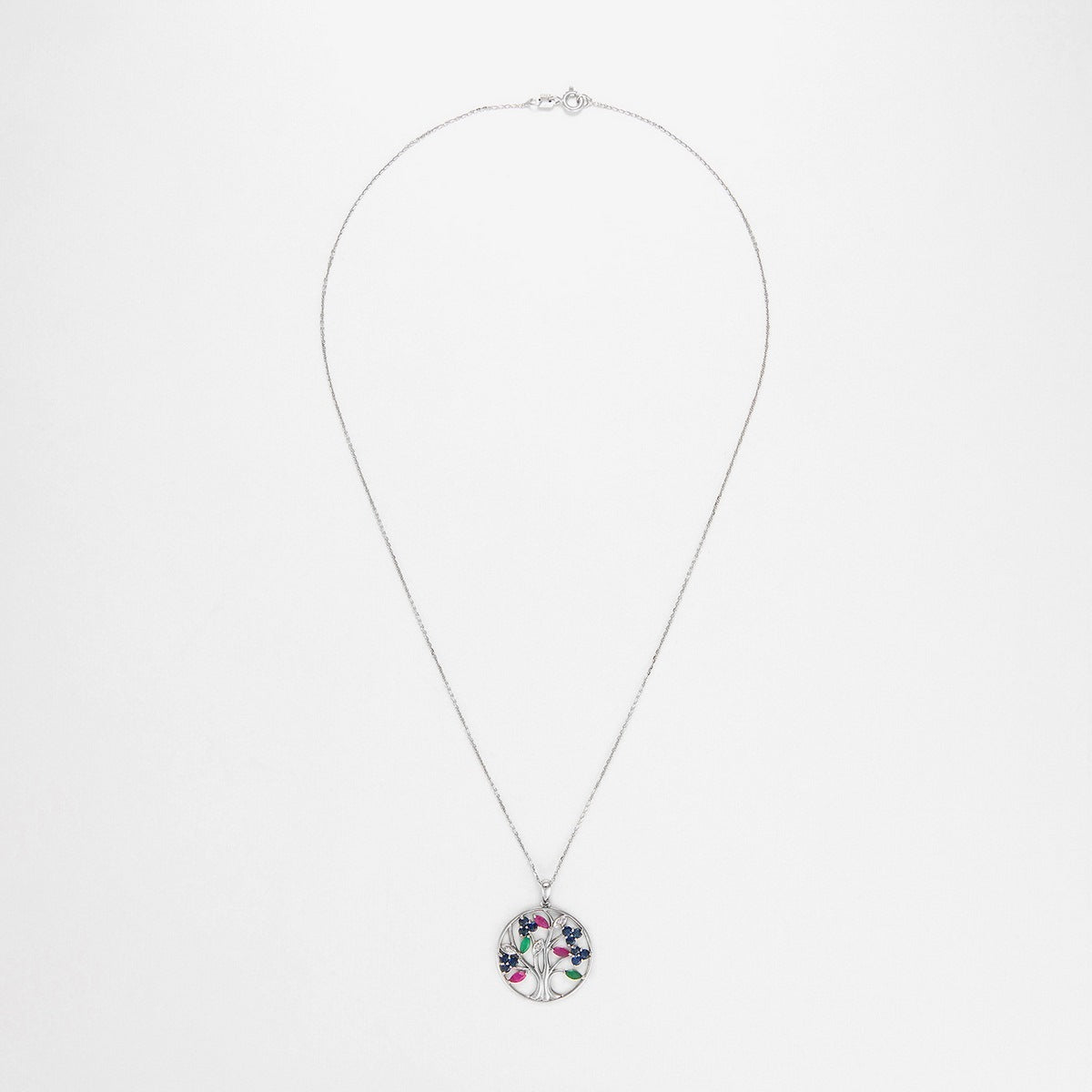 Pendentif "Arbre À Fleurs" D0,02/3 S0,72/12 R0,36/3 E0,16/2 - Or Blanc