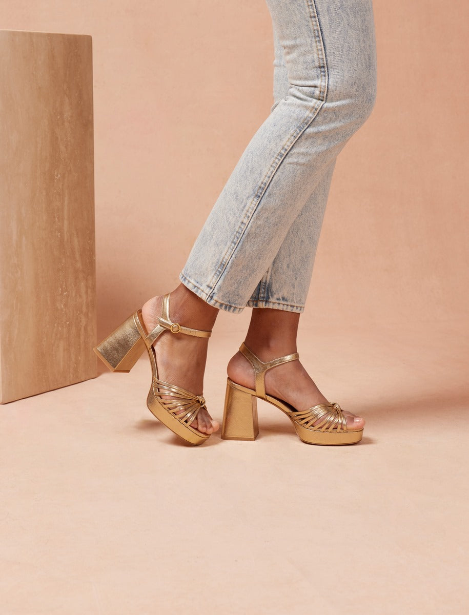 Clémentine Heeled Sandals - Gold - Women