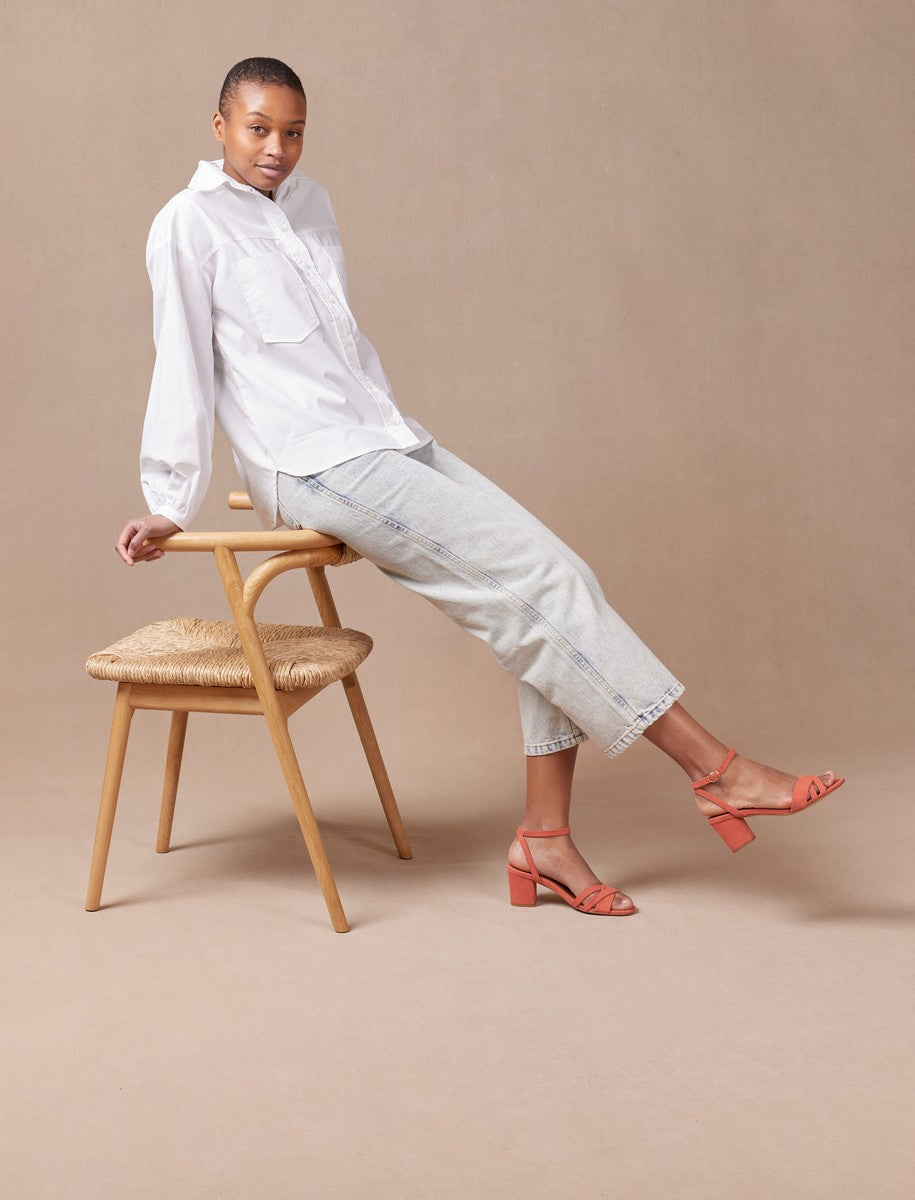 Sandales À Talon Léonore - Mandarine - Femme