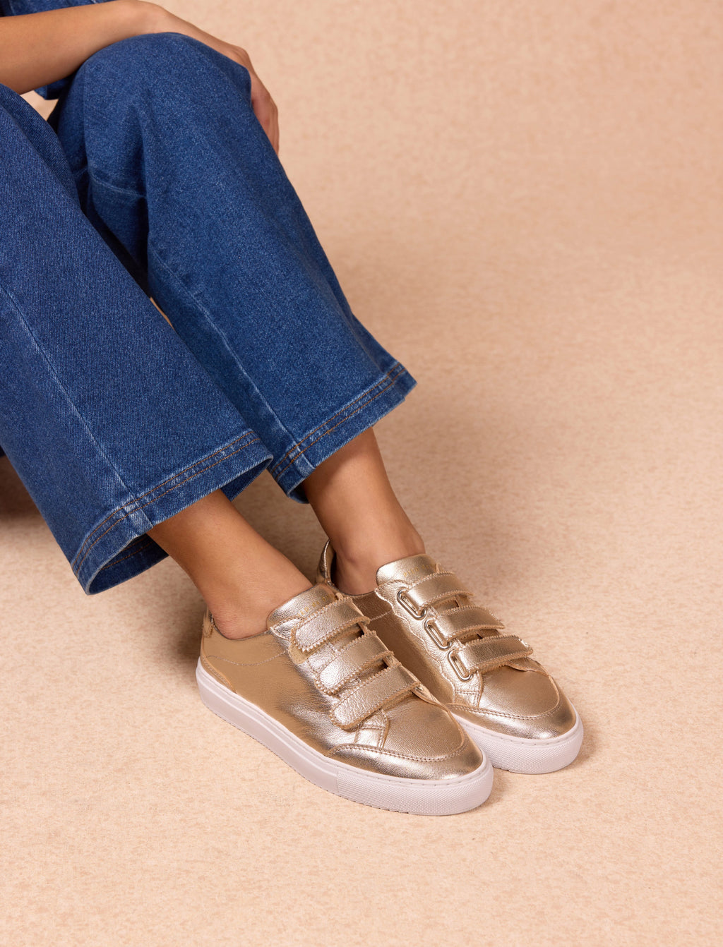 Alena Scratch Gold Hook-and-Loop Trainers - Women