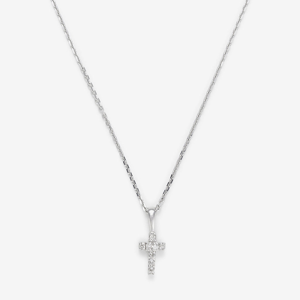"Mini Cross" Pendant in White Gold, 0.02ct/8 - 750/1000 White Gold