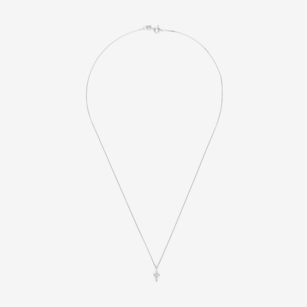 "Mini Cross" Pendant in White Gold, 0.02ct/8 - 750/1000 White Gold