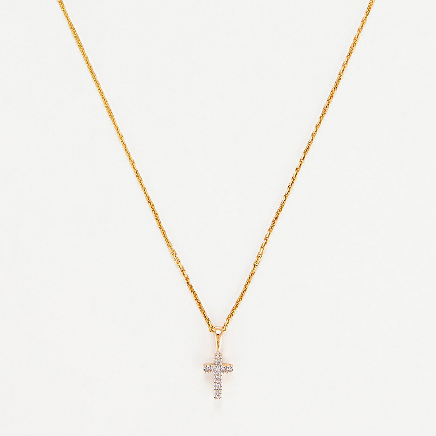 "Mini Cross" Pendant Yellow Gold Diamond: 0.02Ct/8 - Yellow Gold