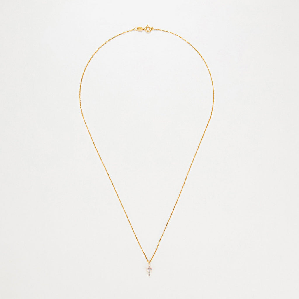 "Mini Cross" Pendant Yellow Gold Diamond: 0.02Ct/8 - Yellow Gold
