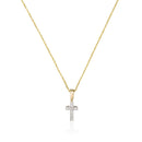 Pendentif "Mini Croix" Or Jaune Diamant : 0,02Ct/8 - Or Jaune 750/1000