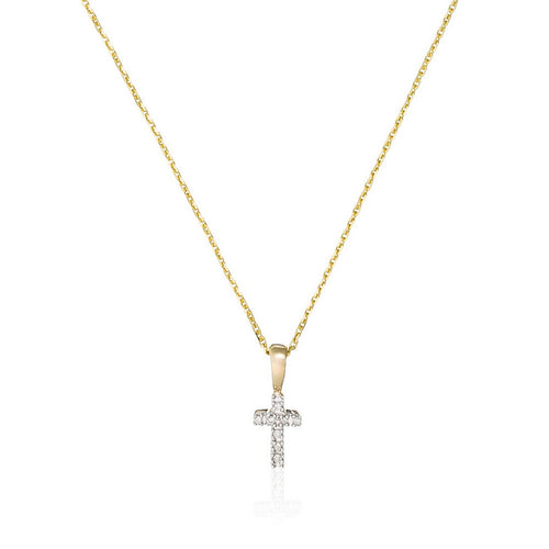 Pendentif "Mini Croix" Or Jaune Diamant : 0,02Ct/8 - Or Jaune 750/1000
