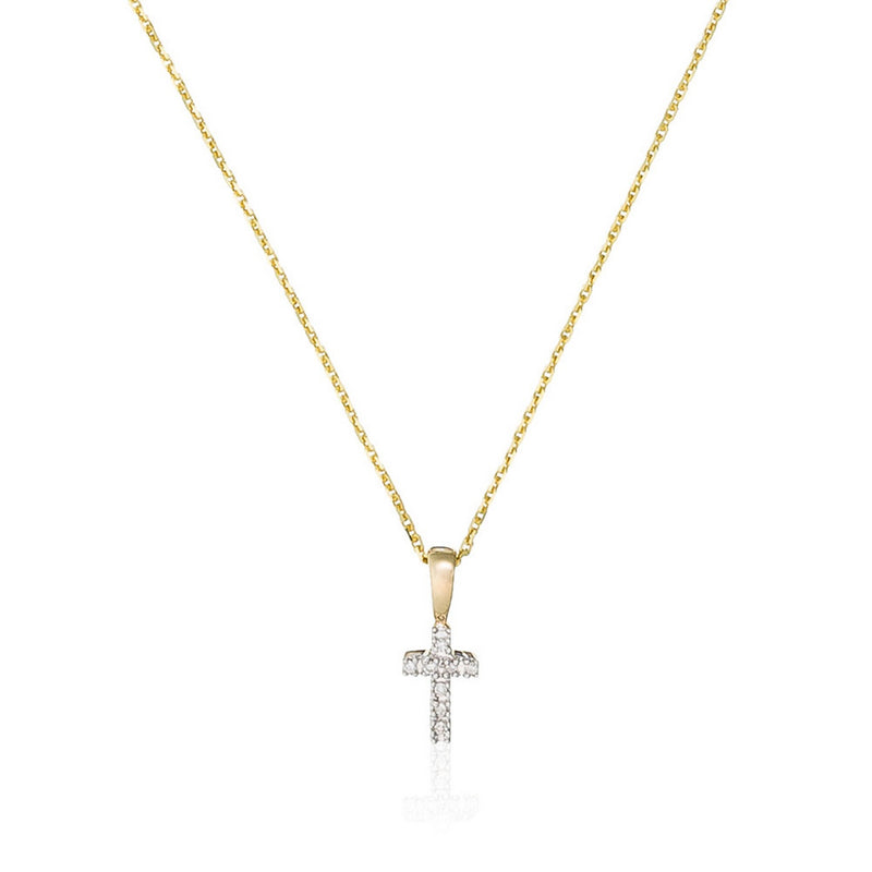 Pendentif "Mini Croix" Or Jaune Diamant : 0,02Ct/8 - Or Jaune 750/1000