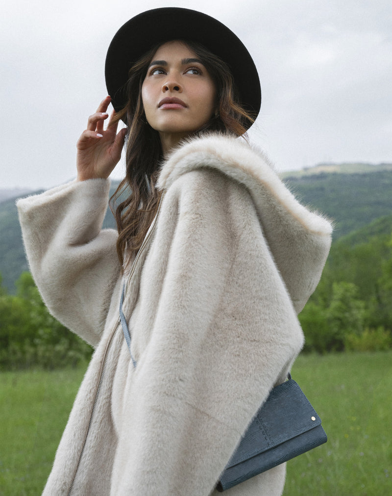 Pochette À Bandoulière Gina Bleu Orage Lezard