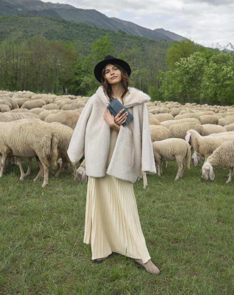 Pochette À Bandoulière Gina Bleu Orage Lezard