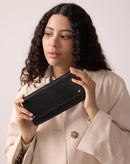 Pochette À Bandoulière Gina Noir Lezard