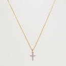 Pendentif "Croix Du Bonheur" Diamant :0,06Ct/16 - Or Jaune 375/1000