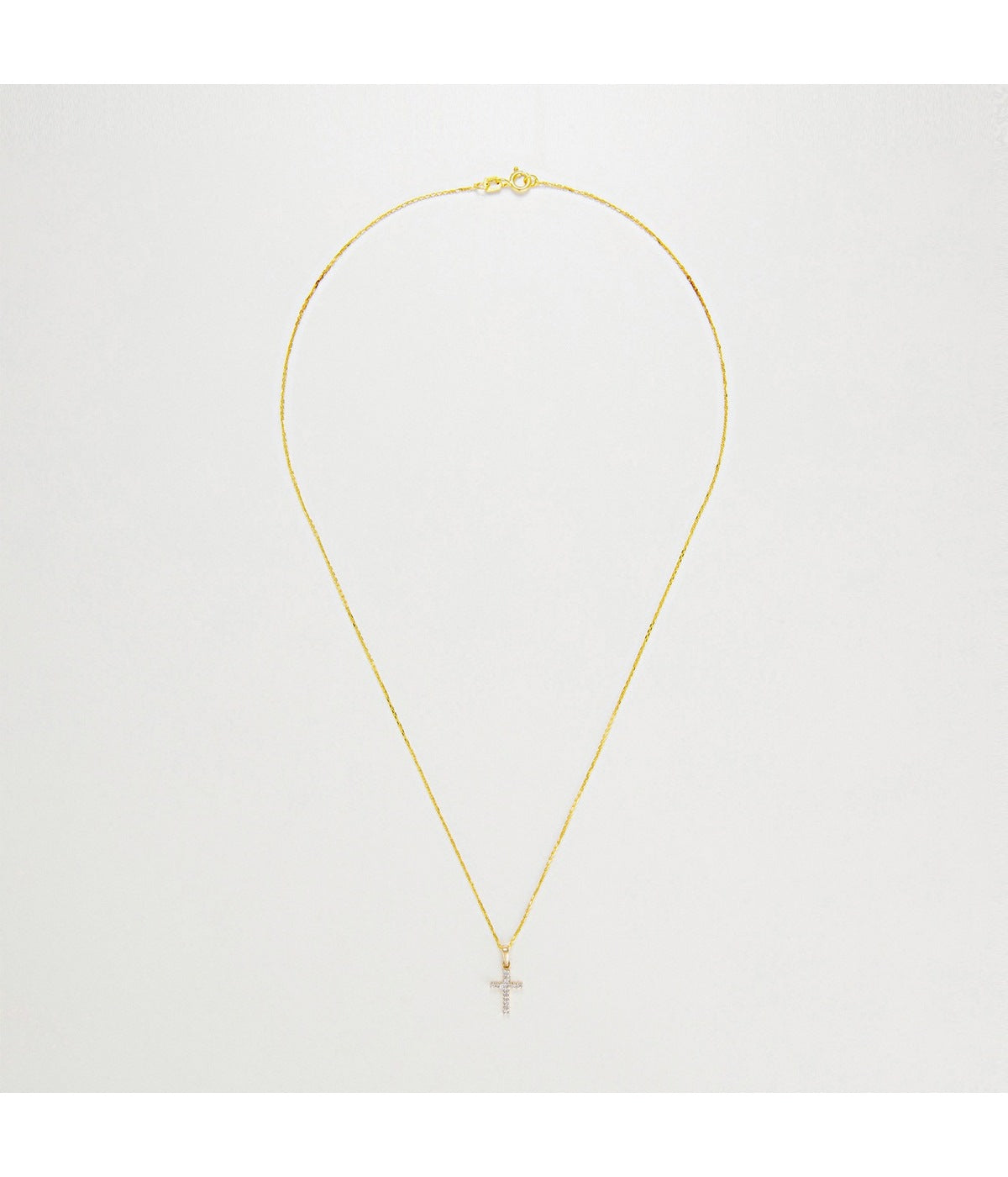 Pendentif "Croix Du Bonheur" - Diamant :0,06Ct/16 - Or Jaune