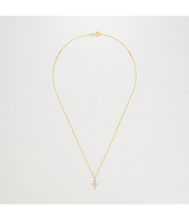 Pendentif "Croix Du Bonheur" - Diamant :0,06Ct/16 - Or Jaune