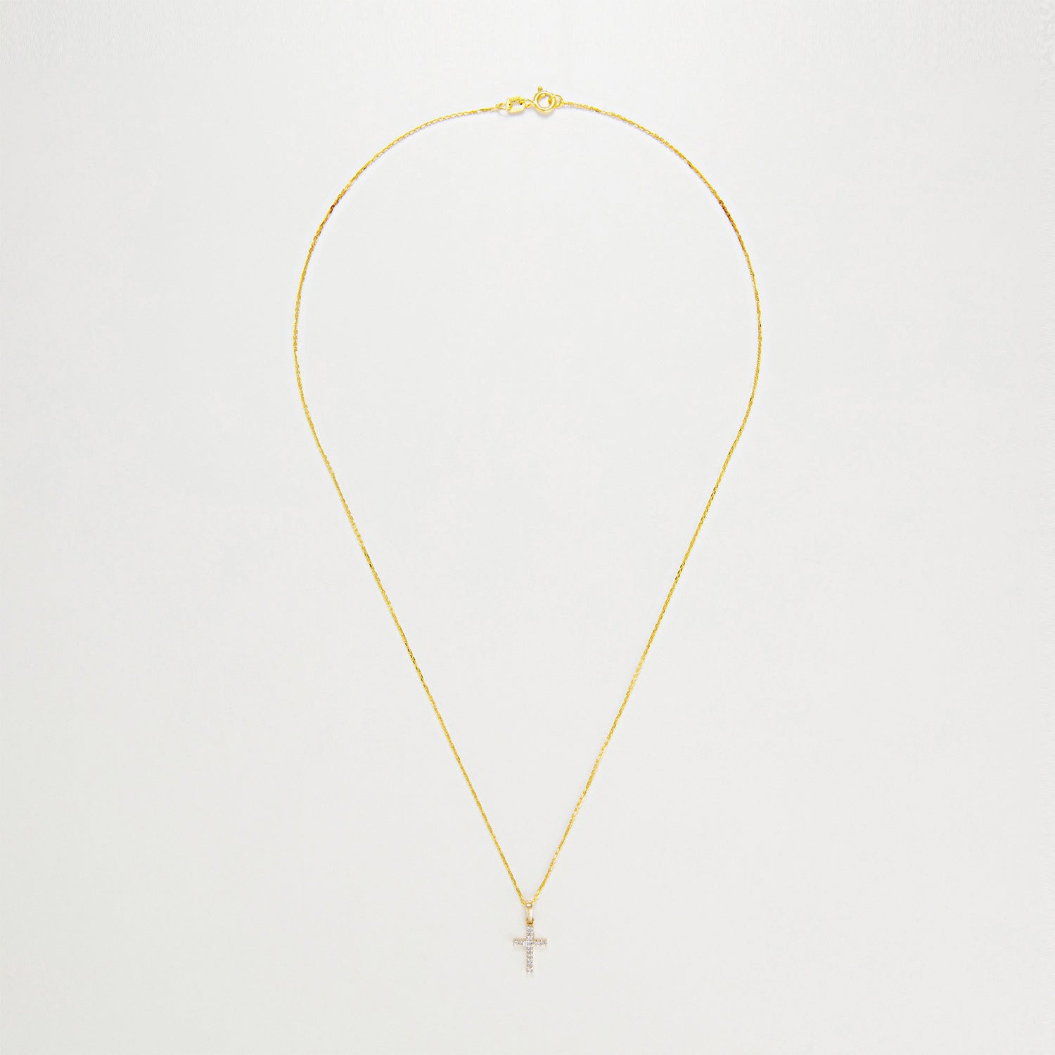 "Cross of Happiness" Diamond Pendant: 0.06Ct/16 - 375/1000 Yellow Gold