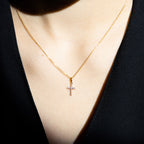 "Cross of Happiness" Diamond Pendant: 0.06Ct/16 - 375/1000 Yellow Gold