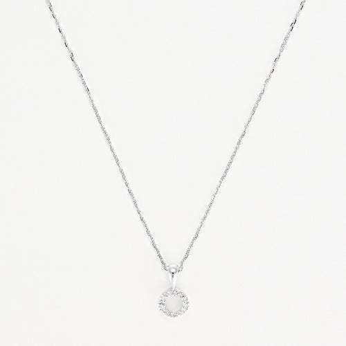 Pendentif "Simplicité" Diamant :0,05Ct/12 - Or Blanc 375/1000
