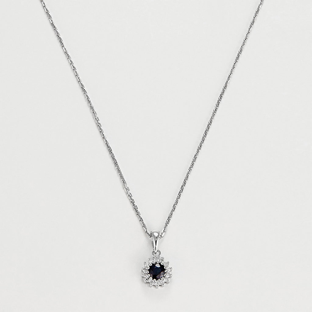 “Marguerite Sapphire” Pendant – White Gold