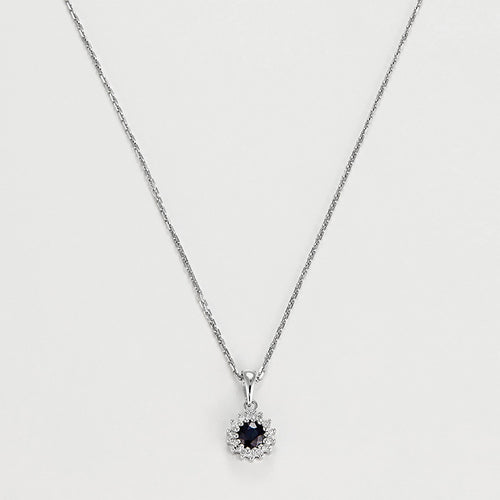 Pendentif "Marguerite Saphir" - Or Blanc