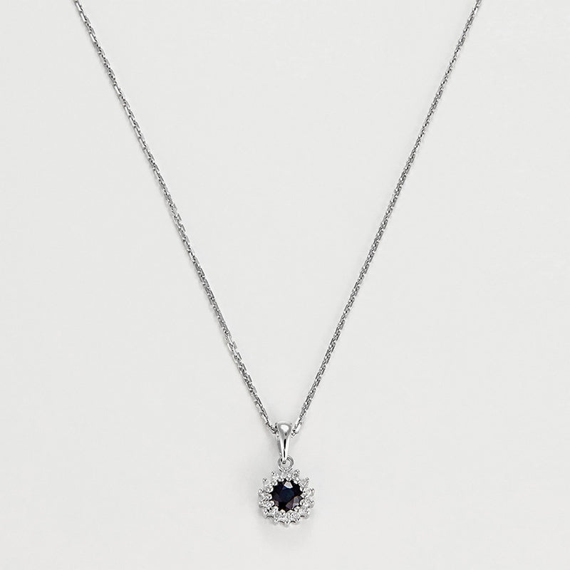 "Sapphire Daisy" Pendant - White Gold