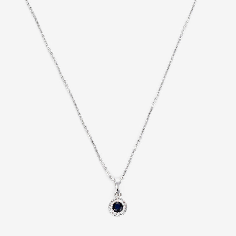 Pendentif "Précieux Saphir" Diamants: 0,03Ct/11 Saphir: 0,16Ct/1 - Or Blanc 375/1000