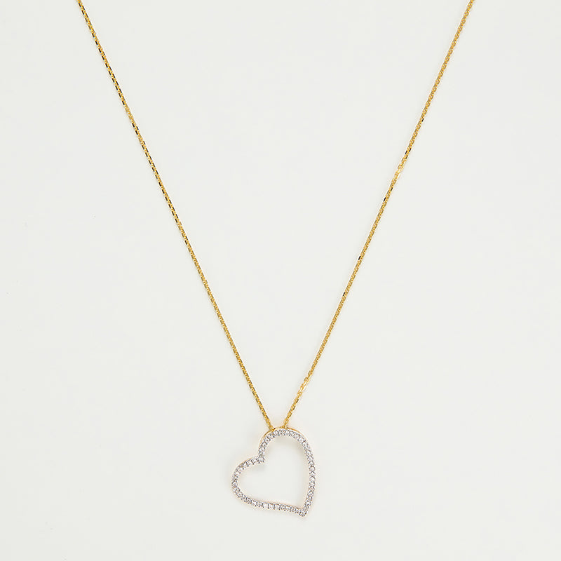 "Oriental Heart" Pendant in Yellow Gold with Diamond: 0.15Ct/47 - 375/1000 Yellow Gold