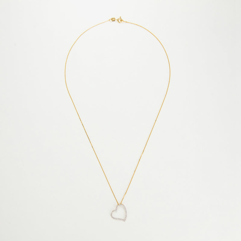 "Oriental Heart" Pendant in Yellow Gold with Diamond: 0.15Ct/47 - 375/1000 Yellow Gold