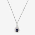 Pendentif "Larme Bleu Nuit" Saphir Bleu: 0,31Ct/1 + Diamants: 0,08Ct/27