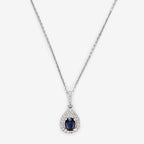 Pendentif "Larme Bleu Nuit" Saphir Bleu: 0,31Ct/1 + Diamants: 0,08Ct/27