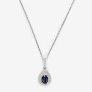 Blanc Colgante "Larme Bleu Nuit" Zafiro Azul: 0,31Ct/1 + Diamantes: 0,08Ct/27 - Oro 375/1000