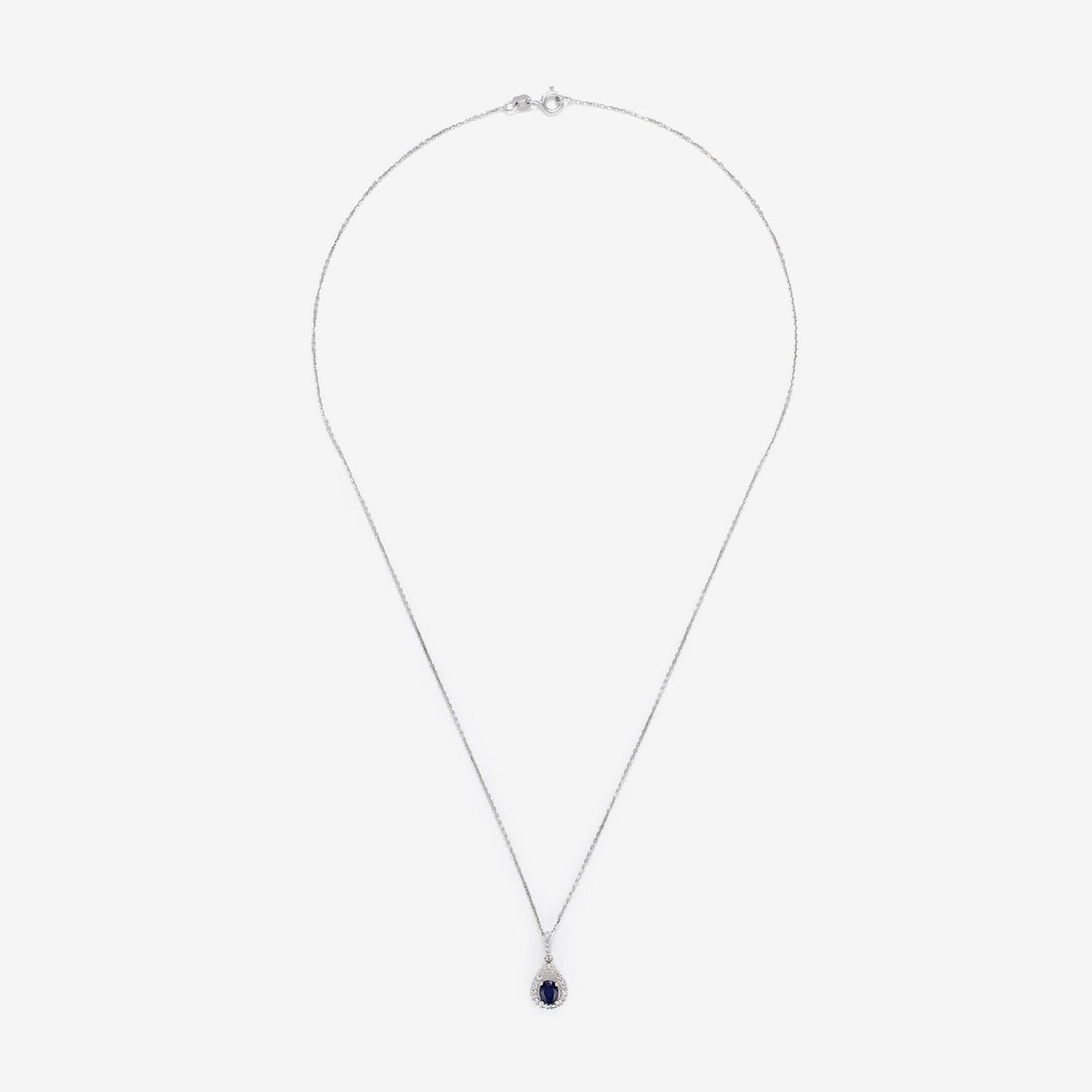 Pendentif "Larme Bleu Nuit" Saphir Bleu: 0,31Ct/1 + Diamants: 0,08Ct/27
