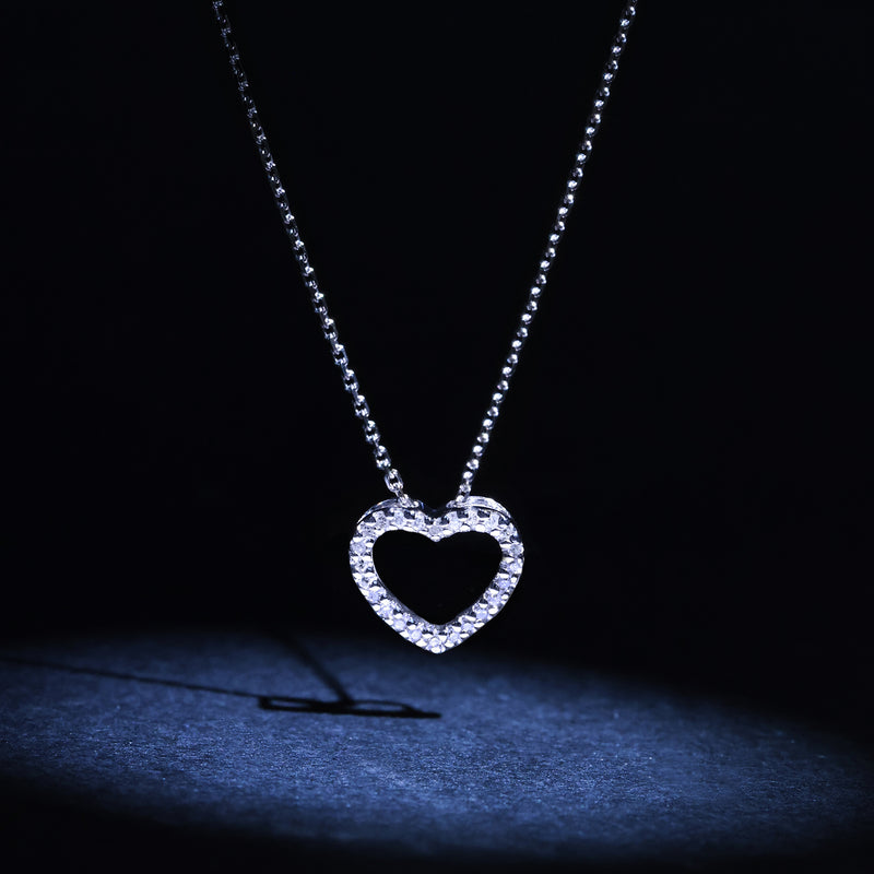 Blanc Colgante "Joli Coeur Pm" Diamante :0,07Ct/24 - Oro 375/1000