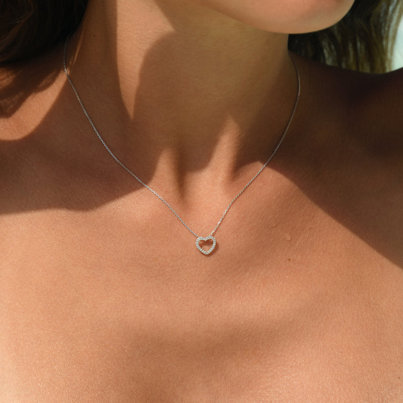 Pendentif "Joli Coeur Pm"  Or Blanc Diamant :0,07Ct/24 - Or Blanc