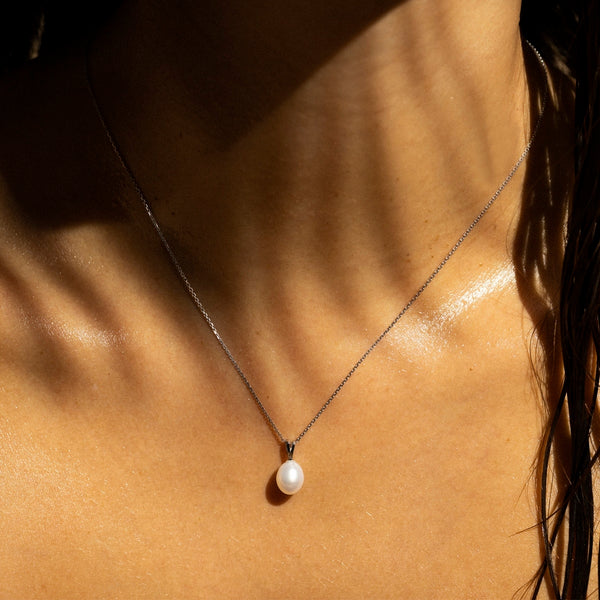 Pendentif Or Blanc 375/1000 "Luliwa" Diamants 0,02Ct/6 Perle 7,5Mm