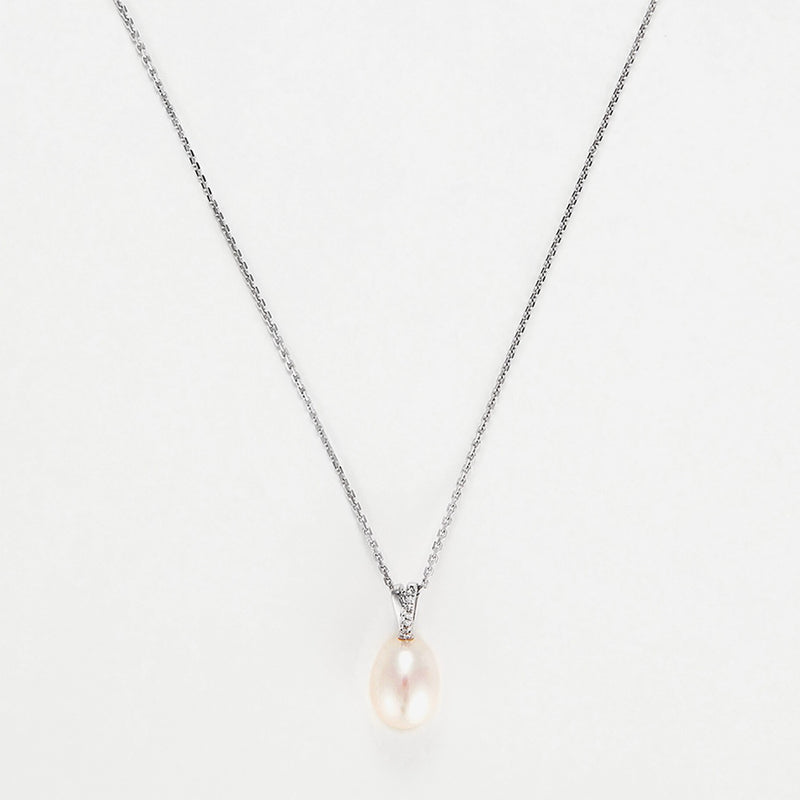 Pendentif "Luliwa" Diamants 0,02Ct/6 Perle 7,5Mm - Or Blanc 375/1000