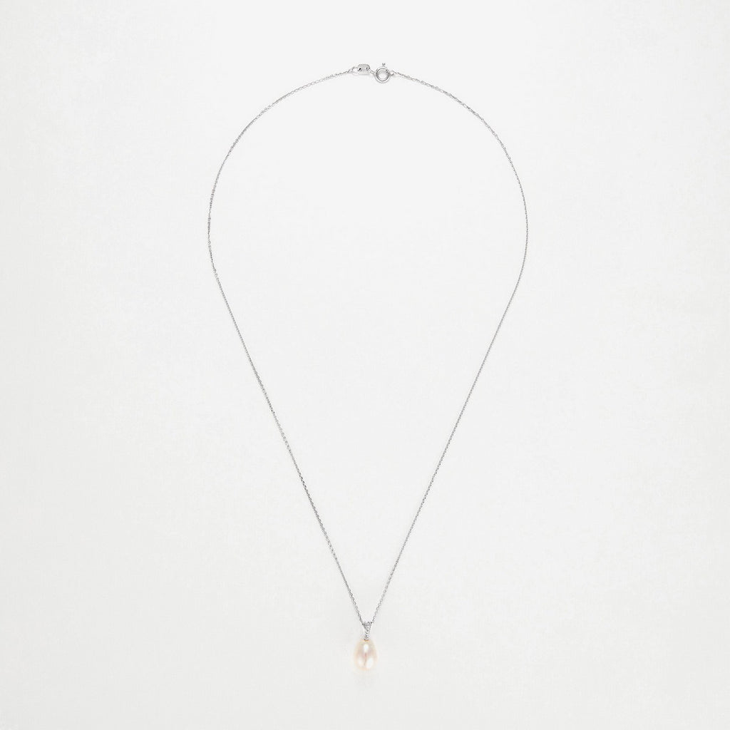 Pendentif Or Blanc 375/1000 "Luliwa" Diamants 0,02Ct/6 Perle 7,5Mm