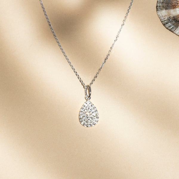Diamanta – Pendentif "Goutte De Pluie" Diamants 0,11Ct/37, collier en argent avec pendentif en forme de goutte serti de diamants
