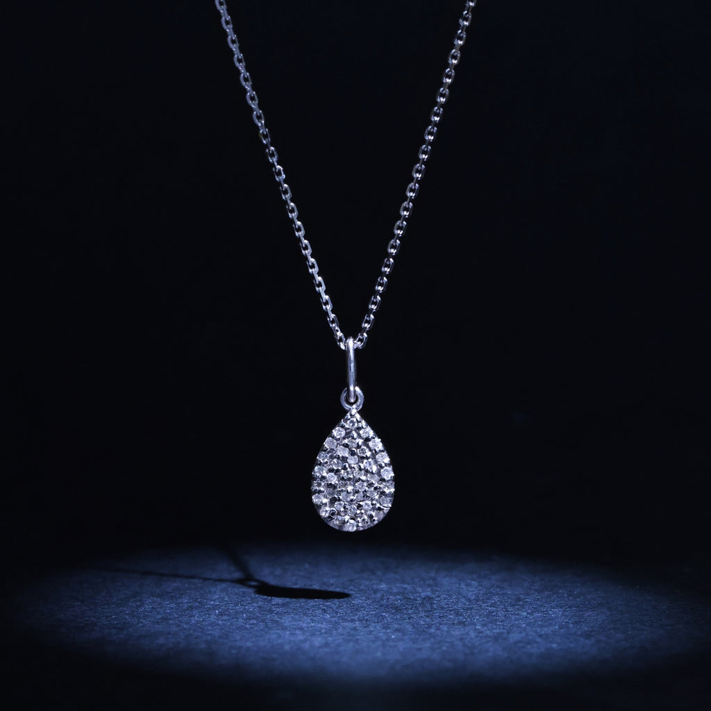 "Raindrop" Pendant D0.11Ct/37 - 375/1000 White Gold