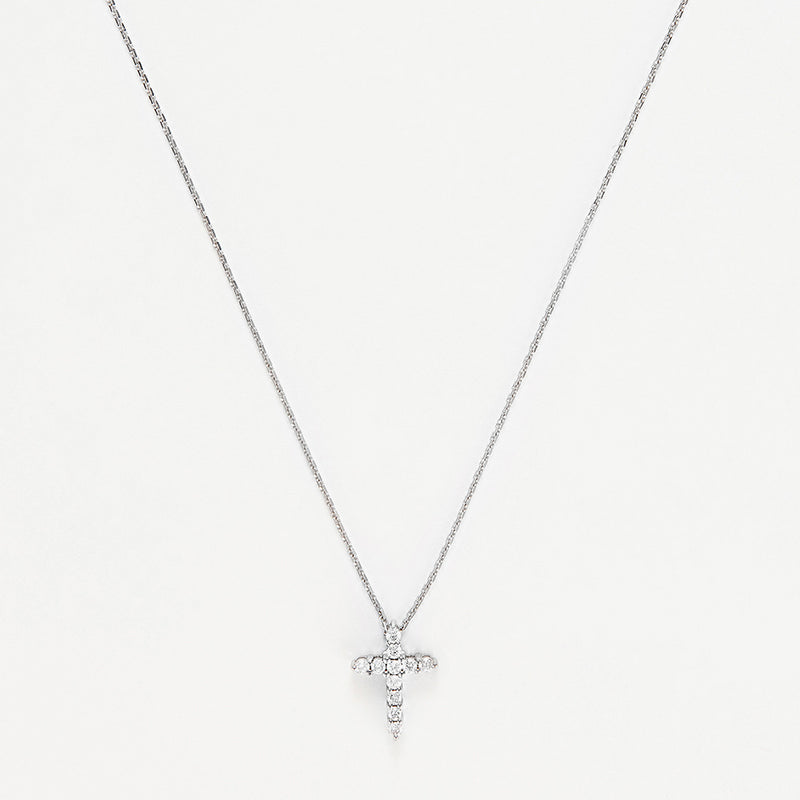 Pendentif "Sacrée Croix" Diamant 0,17Ct/11 - Or Blanc 375/1000