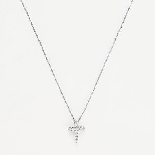 Pendentif "Sacrée Croix" Diamant 0,17Ct/11 - Or Blanc 375/1000