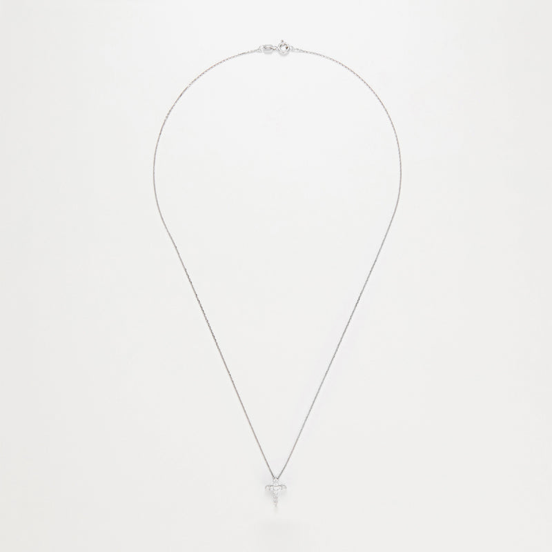 Pendentif "Sacrée Croix" Diamant 0,17Ct/11 - Or Blanc 375/1000