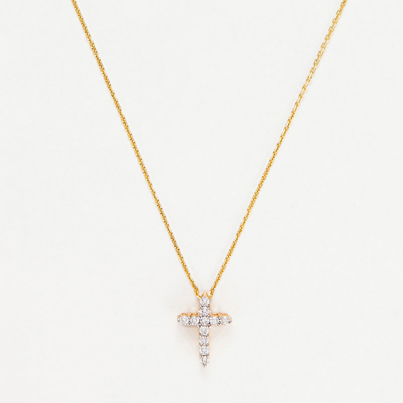 Pendentif "Sacrée Croix" Diamant 0,17Ct/11 - Or Jaune 375/1000