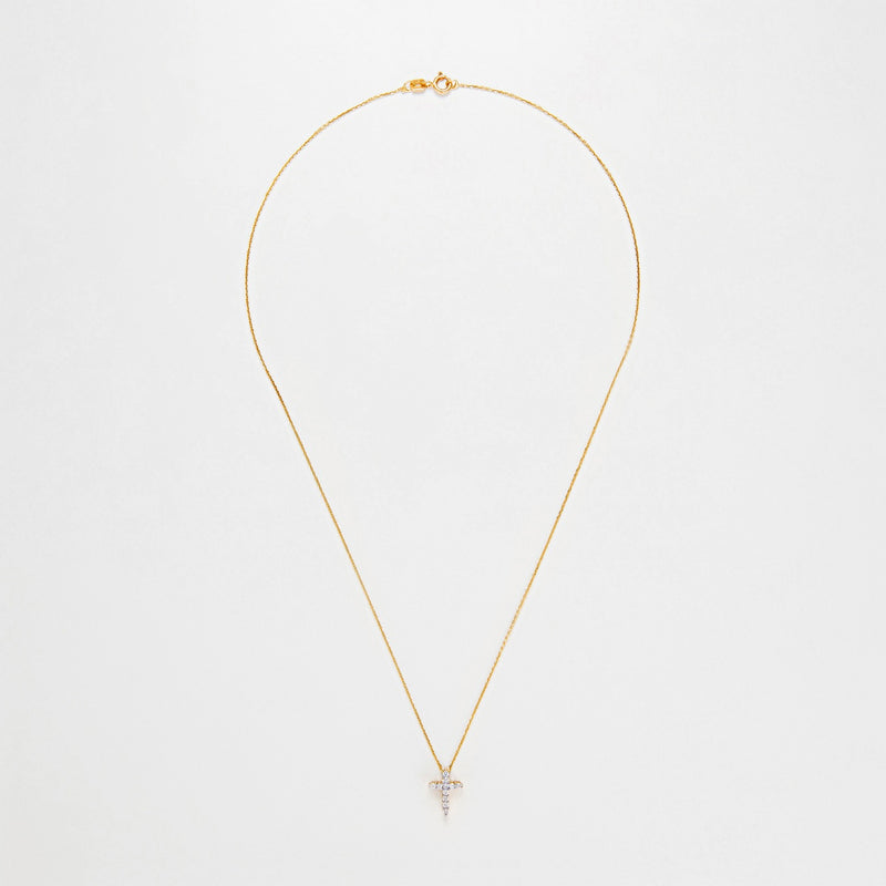 Pendentif "Sacrée Croix" Diamant 0,17Ct/11 - Or Jaune 375/1000
