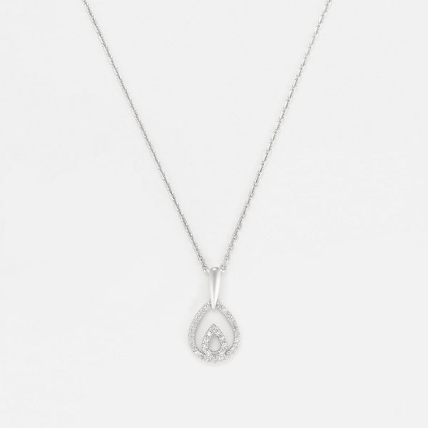 Diamanta – Hanger "Shiloh" D0,12/33, zilveren ketting met met diamanten bezette druppelvormige hanger