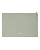 Pochette en lin Vert Sauge liseré Jaune 5602