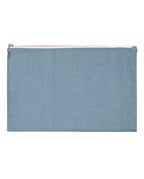 Pochette En Lin Bleu Horizon Liseré Rose 5804