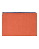 Pochette en lin Terracotta liseré Bleu 5567