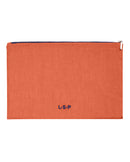 Pochette en lin Terracotta liseré Bleu 5567