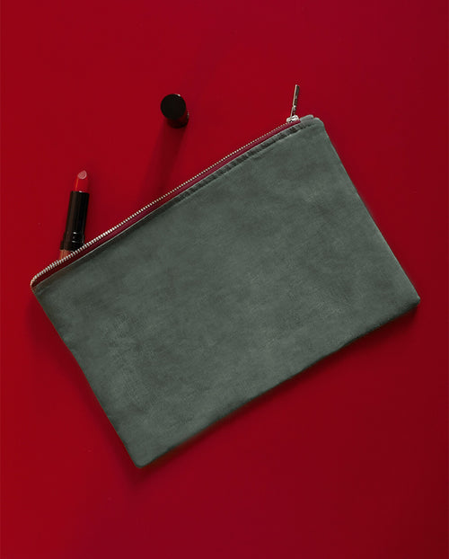 Pochette en lin Gris liseré Rouge 5879